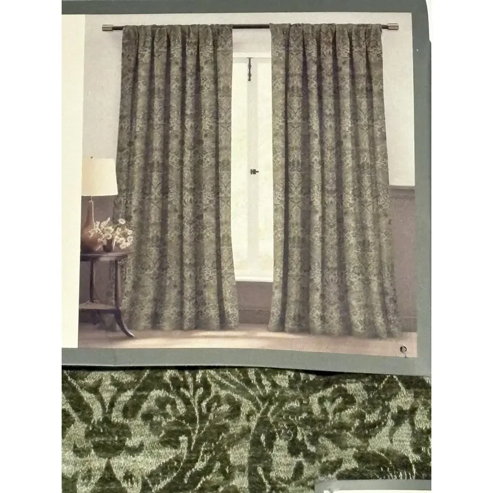 William Morris & Co. Window Curtains Panels 38X96” Strawberry Thief Sage Green 2